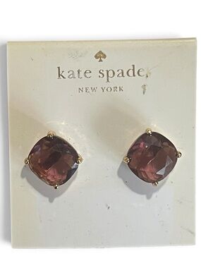 Kate Spade Purple Gumdrop Cushion Stud Earrings Gold Tone